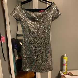 Sequin Short Off the Shoulder Dress